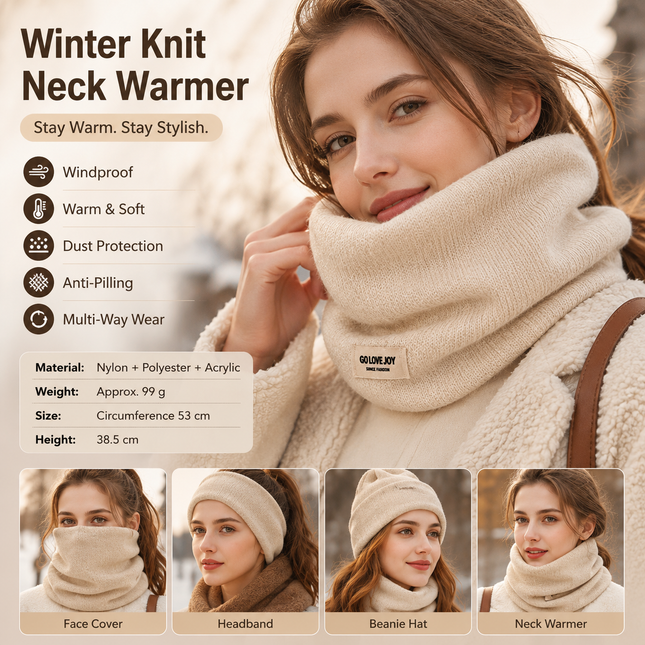Beige Women's Knitted Neck Warmer Snood