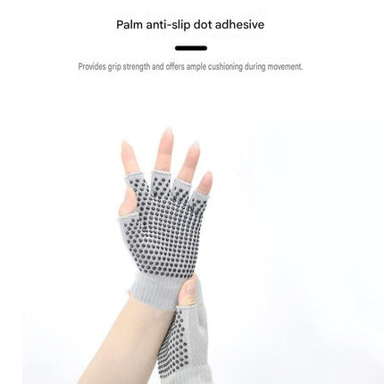 Purple Half Finger Yoga Gloves - Acrylic Knit with Non-Slip Silicone Dots, Breathable & Stretchy for Pilates, Gym, and Fitness Training