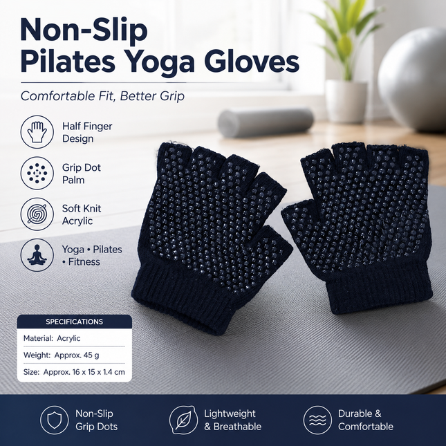 Black Half Finger Yoga Gloves