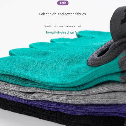 Black Non-Slip Five Toe Yoga Socks - Cotton Blend with PVC Grip Dots, Breathable & Secure Fit for Pilates, Dance, and Indoor Fitness Training