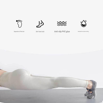Green Non-Slip Five Toe Yoga Socks - Cotton Blend with PVC Grip Dots, Breathable & Secure Fit for Pilates, Dance, and Indoor Fitness Training