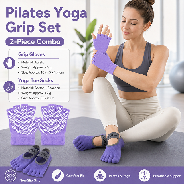 Purple Yoga Gloves and Five Toe Socks V888-ELOSUNG53881