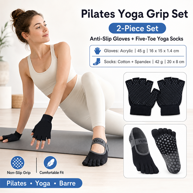 Black Yoga Gloves and Five Toe Socks V888-ELOSUNG53882