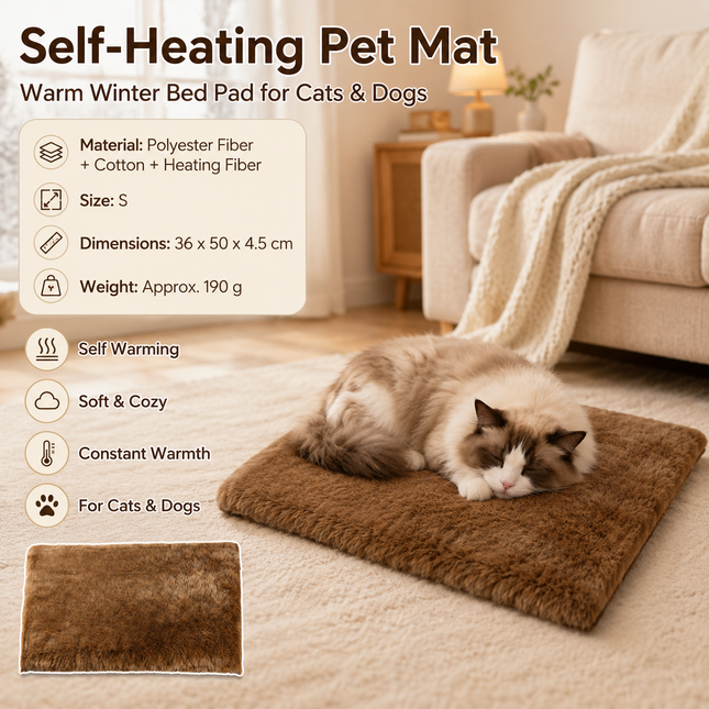 Brown S Size 36x50cm Self Heating Pet Mat