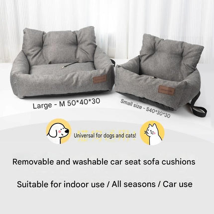 Grey S Size 40x30cm Car pet bed -Oxford Linen Removable Washable Non-Slip Sofa Bed for Small Dogs Cats Indoor Travel Use