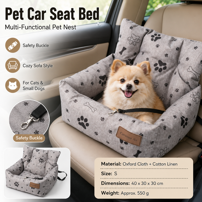 Grey Paw print pattern S Size 40x30cm Car pet bed -Oxford Linen Removable Washable Non-Slip Sofa Bed for
