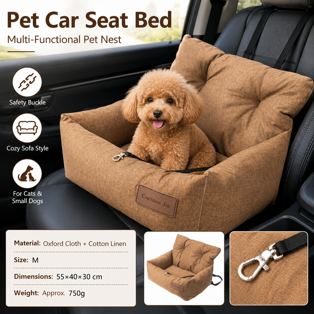 Yellow M Size 55x40cm Car pet bed -Oxford Linen Removable Washable Non-Slip Sofa Bed for Small Dogs Cats