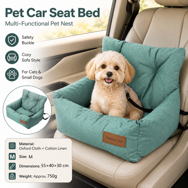 Blue M Size 55x40cm Car pet bed -Oxford Linen Removable Washable Non-Slip Sofa Bed for Small Dogs Cats