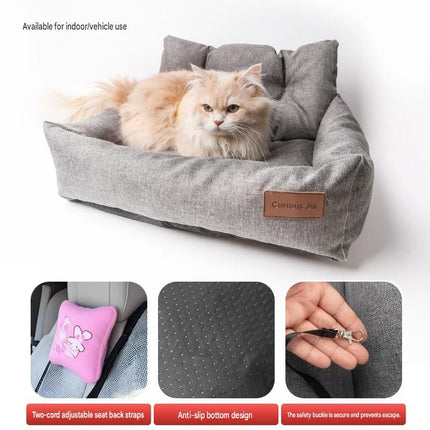 Winter Pet Warmth Bundle - Brown Self Heating Mat 36x50cm & Yellow Pet Car Booster Seat 55x40cm Non-Slip Safe Travel Sofa Bed for Small Dogs Cats Indoor Use