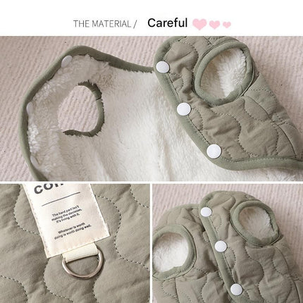 Beige M Size 37x50cm Fleece-lined thickened dog vest - Cotton Fleece Lined Harness Compatible Winter Coat for  Dogs Shed Control Outdoor Walks，Winter Pet Essentials