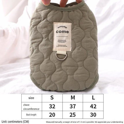 Winter Pet Care Bundle -  M Size 37*25cm Green Quilted Dog Vest with Leash Ring and  M Size 48*60cm Grey Oval Arctic Fleece Bed - Warm Cotton Outerwear, Plush Sleep Nest for Small Dogs and Cats