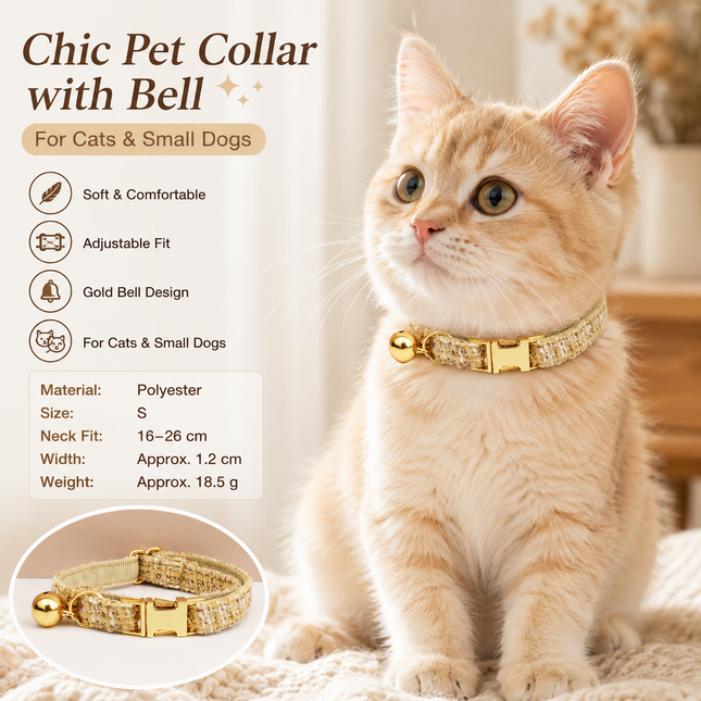 S Size Khaki Chic Tweed Pet Collar