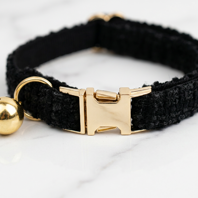 L Size Black Chic Tweed Pet Collar – product detail