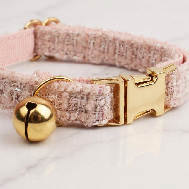 L Size Pink Chic Tweed Pet Collar – product detail