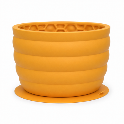 Silicone Slow Feeder Dog Bowl - Yellow 11.9*11.9*9.05cm Anti-Gulp Pet Bowl with Suction Base, Easy Clean Anti-Tip Design for Dogs and Cats