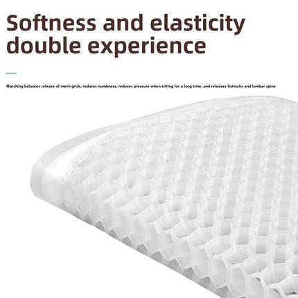 Gray Universal Honeycomb Gel Seat Cushion - Breathable Cooling Pad for Car & Office - Ergonomic Pressure Relief & Non-Slip Design for Long Sitting