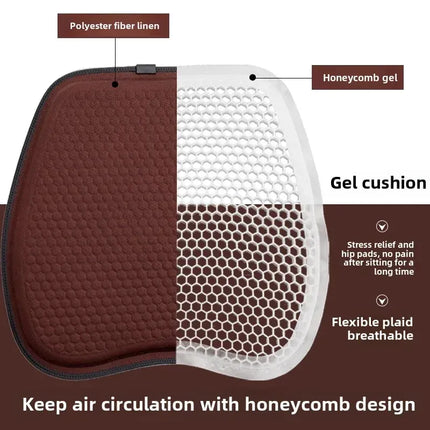Blue Universal Honeycomb Gel Seat Cushion - Breathable Cooling Pad for Car & Office - Ergonomic Pressure Relief & Non-Slip Design for Long Sitting
