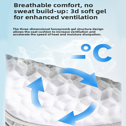 Black Universal Cooling Gel Seat Cushion - TPR Breathable Honeycomb Pad for Car & Office Chair