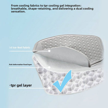 Black Universal Cooling Gel Seat Cushion - TPR Breathable Honeycomb Pad for Car & Office Chair