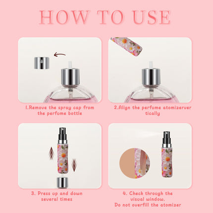 3 Pack Light Pink 5ml Portable Perfume Atomizer Keychain Butterfly Charm Floral Refillable Travel Spray Bottle Set - Same Design