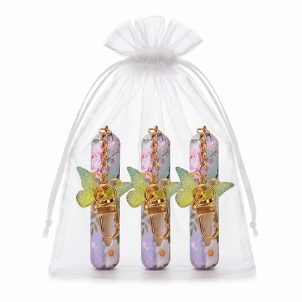 3 Pack Blue 5ml Portable Perfume Atomizer Keychain Butterfly Charm Floral Refillable Travel Spray Bottle Set - Same Design