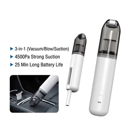 Black Mini Wireless Handheld Vacuum Cleaner——Wireless Mini Dust Cleaner with Strong Suction, USB Type C Charging and Multi Purpose Cleaning Attachments