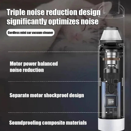 Black Mini Wireless Handheld Vacuum Cleaner——Wireless Mini Dust Cleaner with Strong Suction, USB Type C Charging and Multi Purpose Cleaning Attachments
