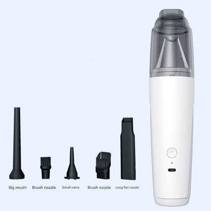 White Portable Handheld Vacuum Cleaner - Cordless USB Rechargeable Mini Dust Cleaner with Blow and Suction Function, Multi Nozzle Attachments for Keyboard Desk Home Office Cleaning