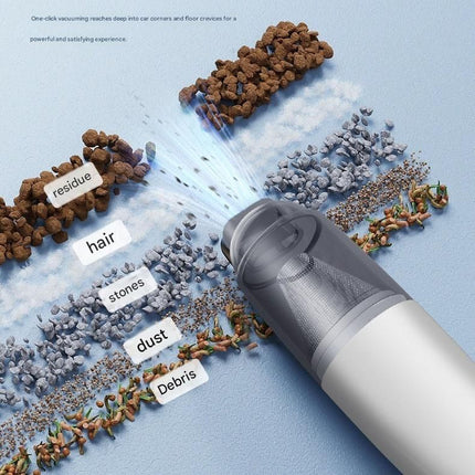 White Portable Handheld Vacuum Cleaner - Cordless USB Rechargeable Mini Dust Cleaner with Blow and Suction Function, Multi Nozzle Attachments for Keyboard Desk Home Office Cleaning