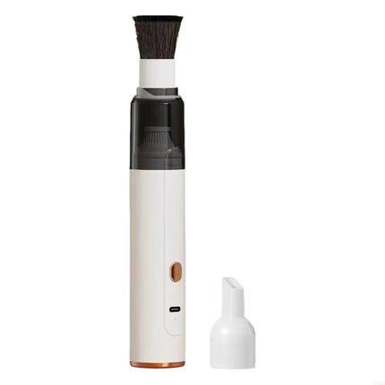 White Cordless Dust Buster Vacuum Cleaner- Cordless Mini Dust Cleaner with Soft Brush Attachment, USB Rechargeable Desktop and Keyboard Cleaning Tool