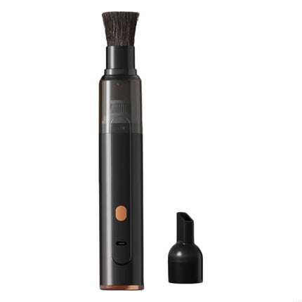 Black Cordless Dust Buster Vacuum Cleaner- Cordless Mini Dust Cleaner with Soft Brush Attachment, USB Rechargeable Desktop and Keyboard Cleaning Tool