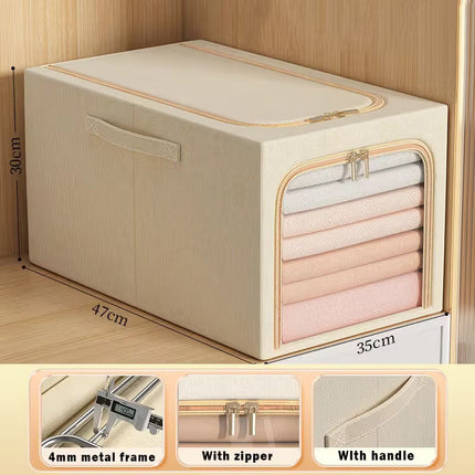 49L Large-Capacity Fabric Storage Bin & 6-Piece Vacuum Compression Bag Set — Reusable Compression Storage Combo Kit