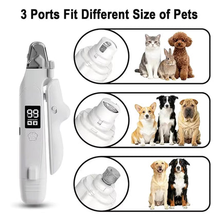 2 in 1 Pet Nail Clippers with Grinder LED Light Rechargeable Electric Dog Cat Nail Trimmer with LCD Display