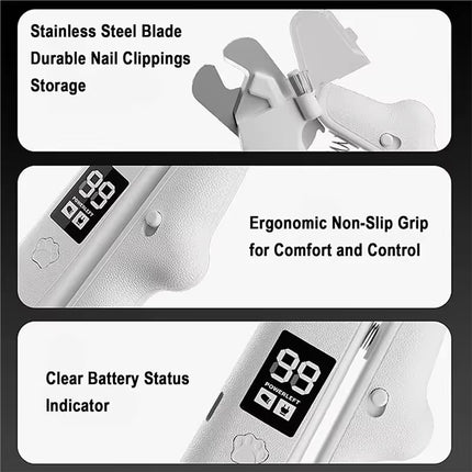 2 in 1 Pet Nail Clippers with Grinder LED Light Rechargeable Electric Dog Cat Nail Trimmer with LCD Display