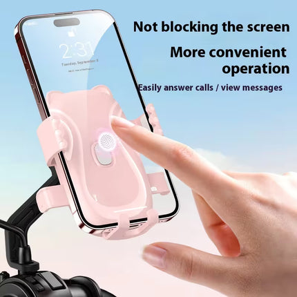 Cute Pink Cat-Themed Bicycle Phone Holder — Motorcycle & Bicycle Handlebar Mount, Anti-Shake 360° Rotatable Navigation Bracket, Universal Scooter Stand