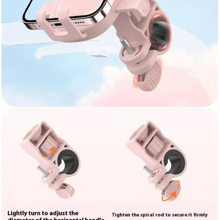 Cute Pink Cat-Themed Bicycle Phone Holder — Motorcycle & Bicycle Handlebar Mount, Anti-Shake 360° Rotatable Navigation Bracket, Universal Scooter Stand
