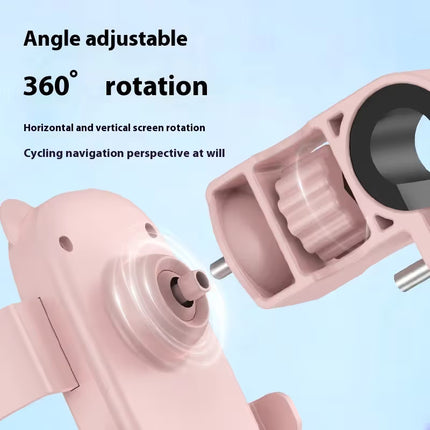 Cute Yellow Cat-Themed Bicycle Phone Holder — Motorcycle & Bicycle Handlebar Mount, Anti-Shake 360° Rotatable Navigation Bracket, Universal Scooter Stand