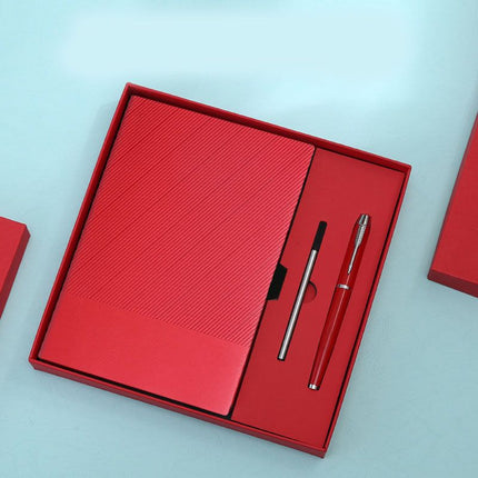 Red Luxury A5 Notebook and Pen Gift Set Business Journal Office Writing Diary Executive Stationery Present Box with Gift Bag