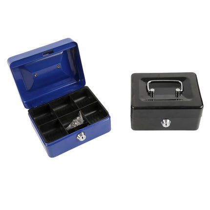Blue Handheld Cash Box Lockable Money Storage Box with Removable Cash Tray Portable Metal Money Safe with Keys 200x160x90mm