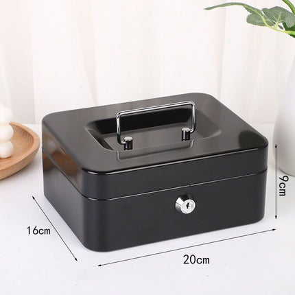 Blue Handheld Cash Box Lockable Money Storage Box with Removable Cash Tray Portable Metal Money Safe with Keys 200x160x90mm