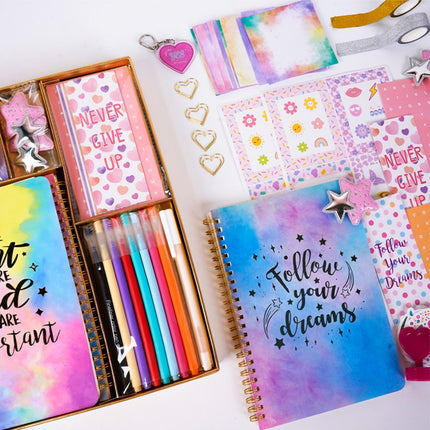 DIY Journal Set for Girls Scrapbook Kit Creative Diary Craft Gift Set with Stickers Pens Washi Tape Birthday Gift