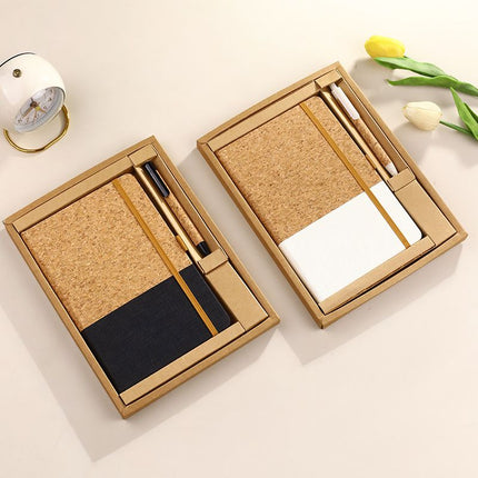 Black Eco-Friendly Cork A5 Notebook Gift Set with Matching Pen Business Journal Office Meeting Writing Gift