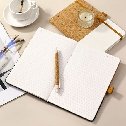 Black Eco-Friendly Cork A5 Notebook Gift Set with Matching Pen Business Journal Office Meeting Writing Gift