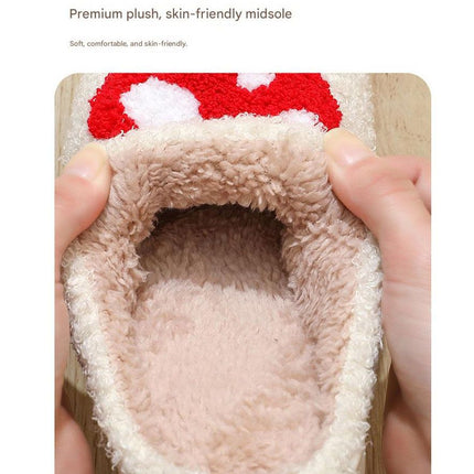 Mushroom-Themed Plush Slippers & Bubble Fleece Throw Blanket Set — A Cozy, Warm Winter Home Gift Bundle, Including Soft & Warm Indoor Slippers (Size AU 4-5) and a 100x150cm Flannel Throw Blanket