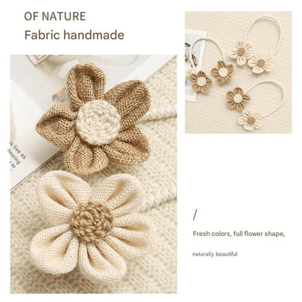Brown Rustic Flower Curtain Tiebacks Set of 2, Handcrafted Fabric Daisy Curtain Holdbacks, No Drill Flexible Curtain Rope Buckles, Farmhouse Curtain Accessories for Sheer and Blackout Curtains