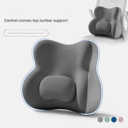 Two-tone Beige-Gray Ergonomic Memory Foam Lumbar Support Cushion for Office Chair, Adjustable Lower Back Pillow with Dual Side Support, Orthopedic Back Rest for Desk Chair, Car Seat and Home Office