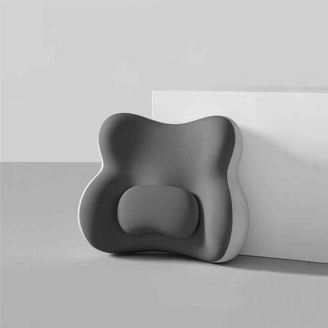 Two-tone Gray Ergonomic Memory Foam Lumbar Support Cushion for Office Chair, Adjustable Lower Back Pillow with Dual Side Support, Orthopedic Back Rest for Desk Chair, Car Seat and Home Office