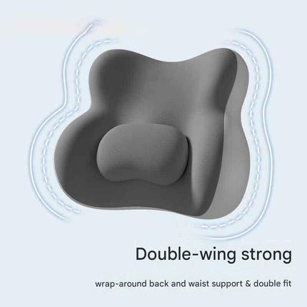 Two-tone Gray Ergonomic Memory Foam Lumbar Support Cushion for Office Chair, Adjustable Lower Back Pillow with Dual Side Support, Orthopedic Back Rest for Desk Chair, Car Seat and Home Office