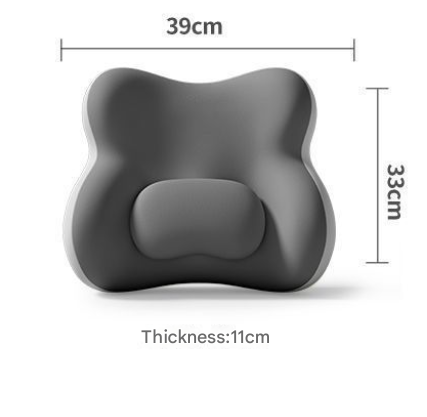 Two-tone Gray Ergonomic Memory Foam Lumbar Support Cushion for Office Chair, Adjustable Lower Back Pillow with Dual Side Support, Orthopedic Back Rest for Desk Chair, Car Seat and Home Office