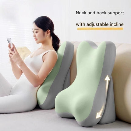 Gray Memory Foam Reading Pillow & Back Support Cushion with Adjustable Wedge, Ergonomic Neck and Lumbar Support for Bed, Sofa, Reading, Gaming and Relaxation